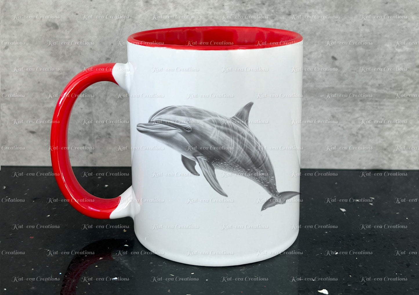 Dolphin mug. Personalised sketch dolphin cup. Ideal gift for Christmas. Birthday, secret santa or stocking filler