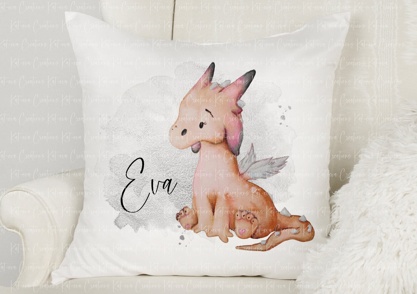 personalised dragon cushion. Personalised Dragon worry cushion. gift for children, Dragon present
