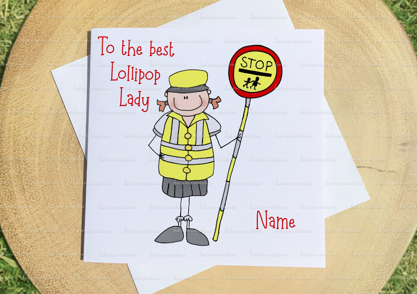 lollipop lady / lollipop man crossing patrol card. can be personalised. thank you card