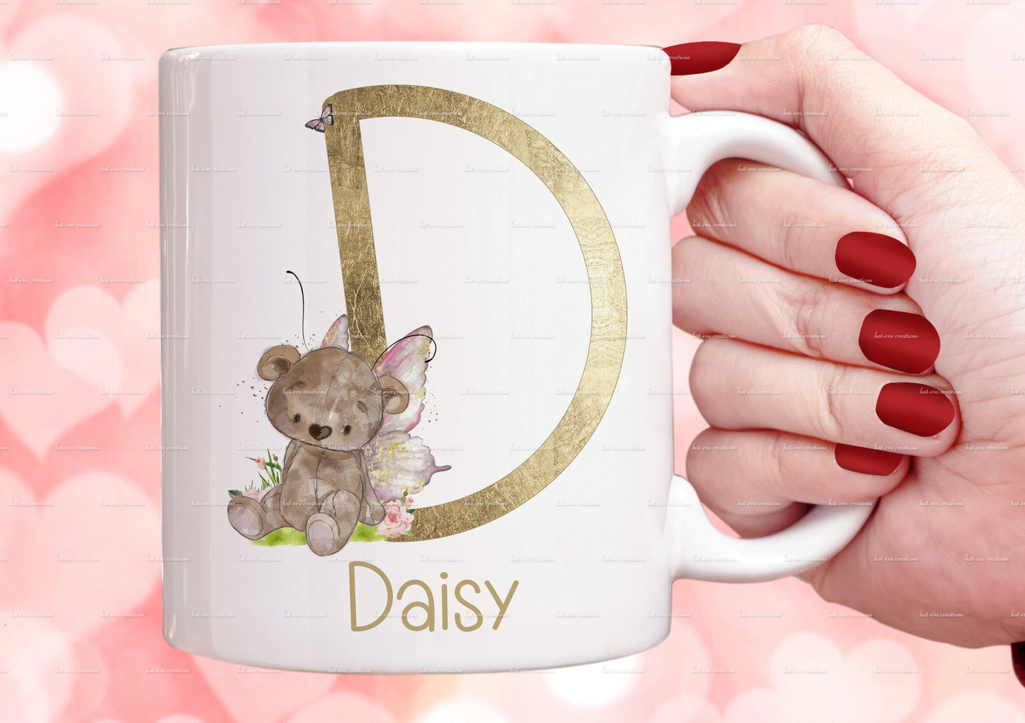 personalised fairy mug, Fairy bear cup. personalised mug and coaster