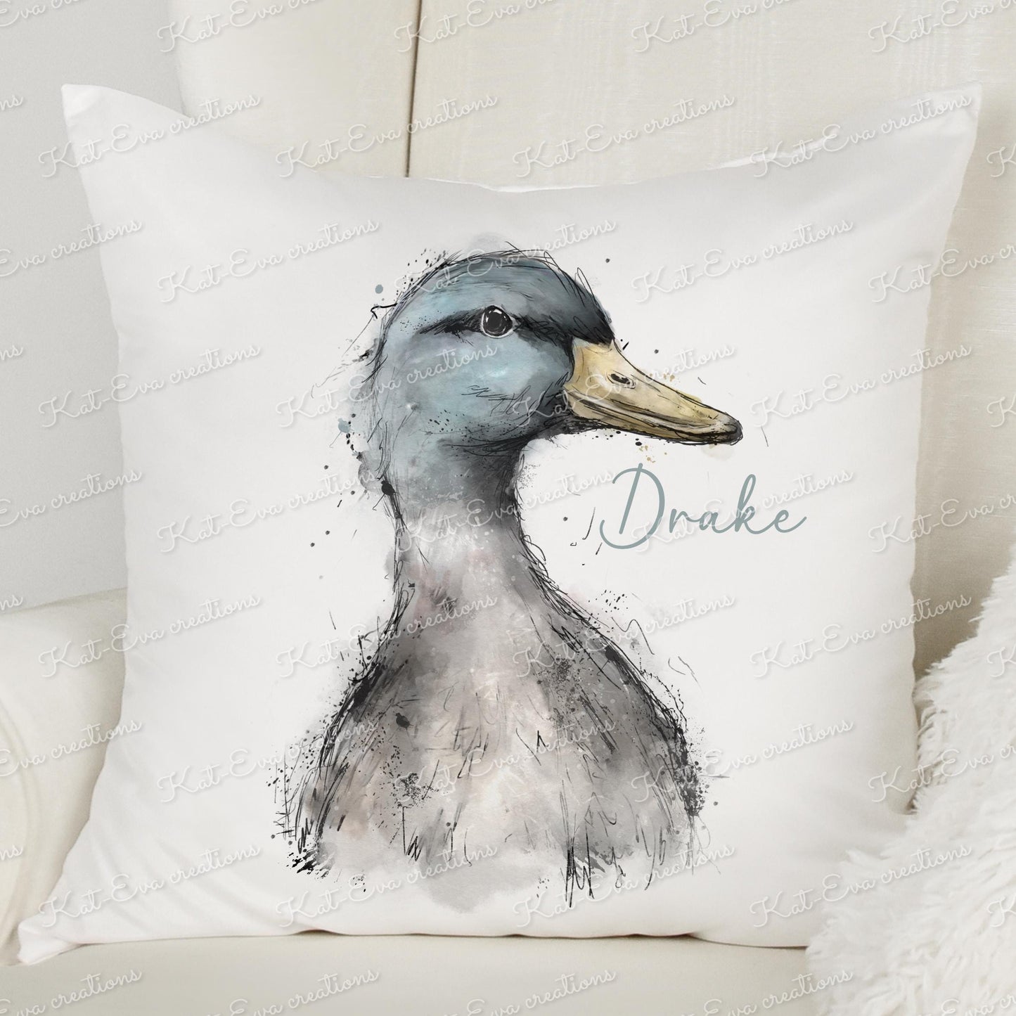 Duck cushion. Stunning drake pillow. Personalised cushion. Mothers day gift. Birthday present. Wedding, engagement, anniversary. home decor