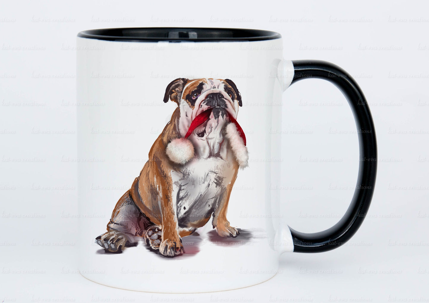 Christmas Bulldog personalised mug. English bulldog, British bulldog