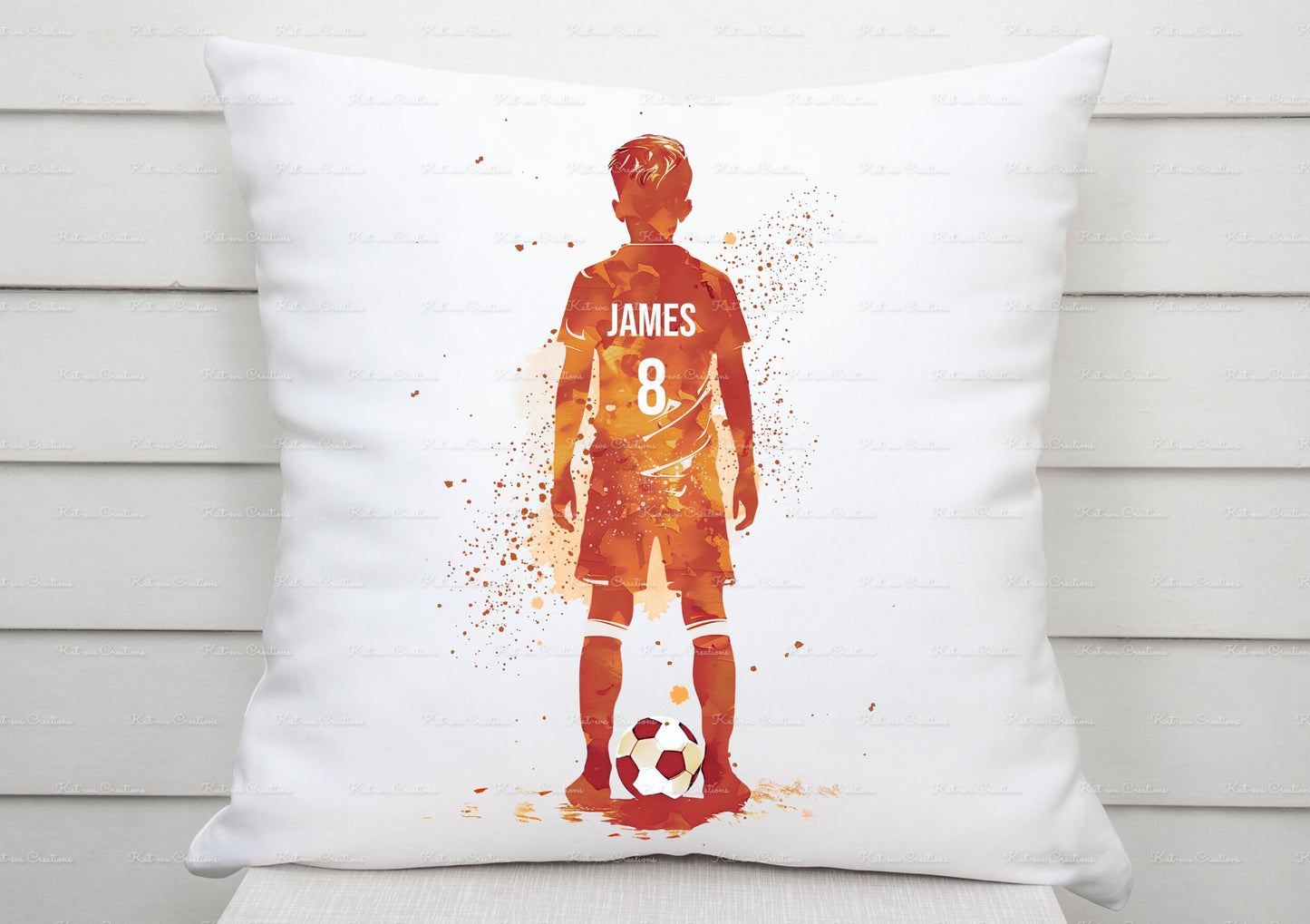 Football cushion. Personalised footballer pillow. Boys bedroom decor. Birthday or christmas gift