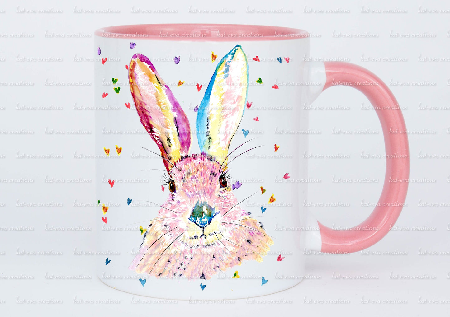 Beautiful rabbit mug. personalised bunny cup. watercolour hare/ bunny / rabbit mug. ideal birthday or easter gift