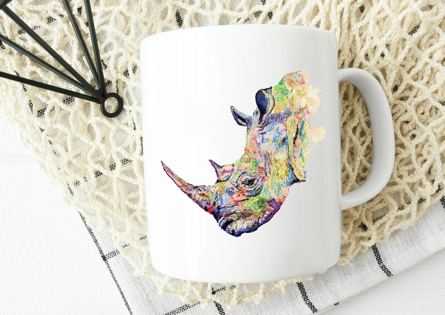 rhino rhinoceros mug. Personalised rhino mug. ideal birthday, christmas or retirement gift
