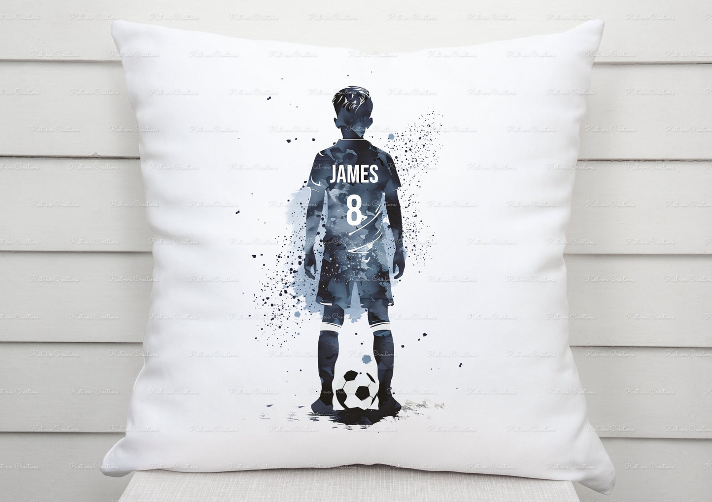 Football cushion. Personalised footballer pillow. Boys bedroom decor. Birthday or christmas gift