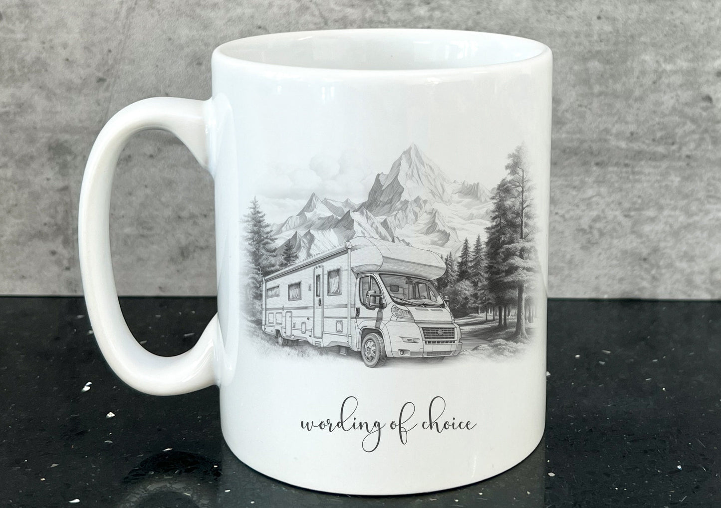 Campervan mug. personalised motorhome cup. Camping and caravanning gift. summer holiday present
