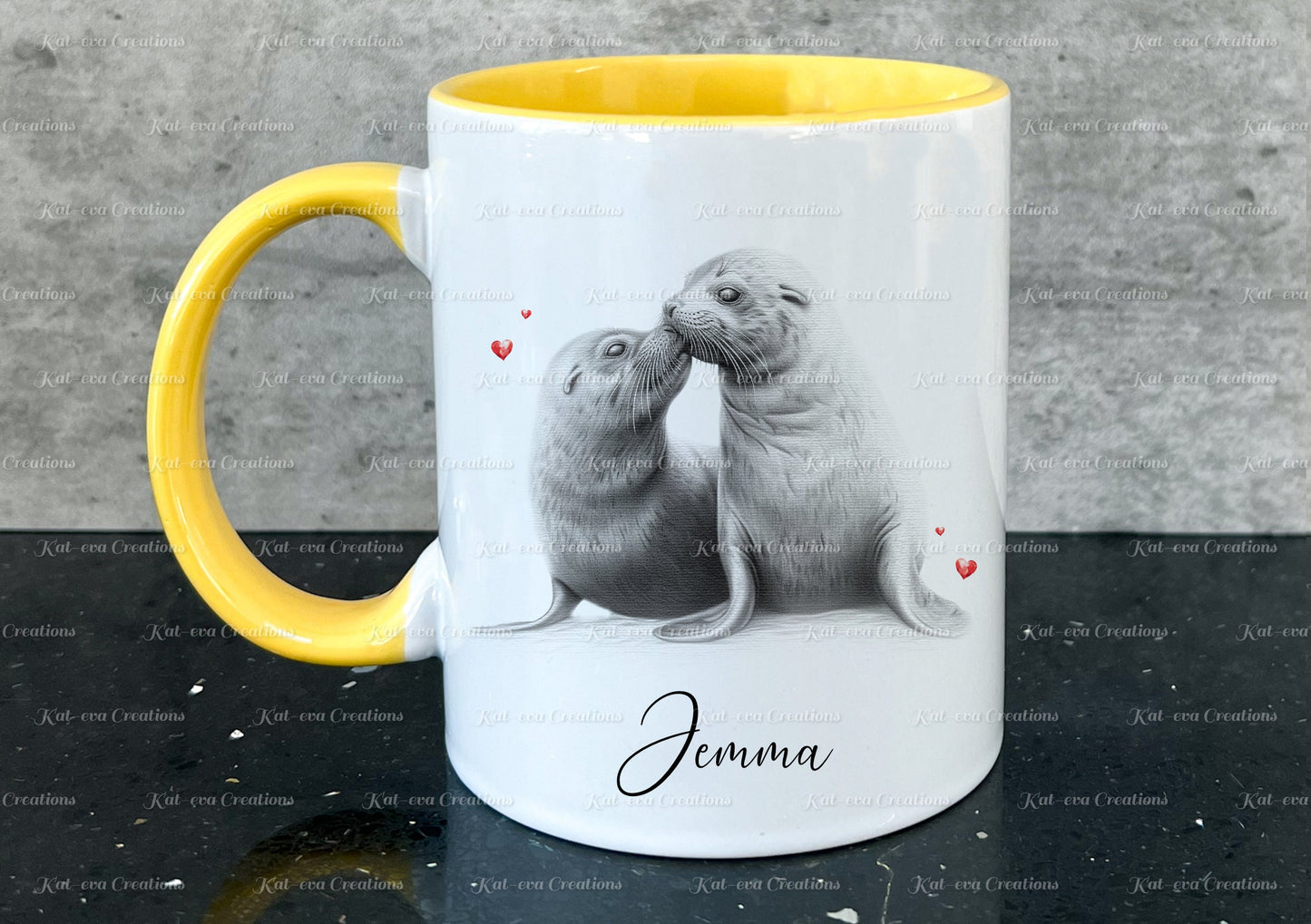 seal mug. Personalised seal bear couple cup. Ideal gift for Christmas. Birthday, secret santa or stocking filler. arctic collection