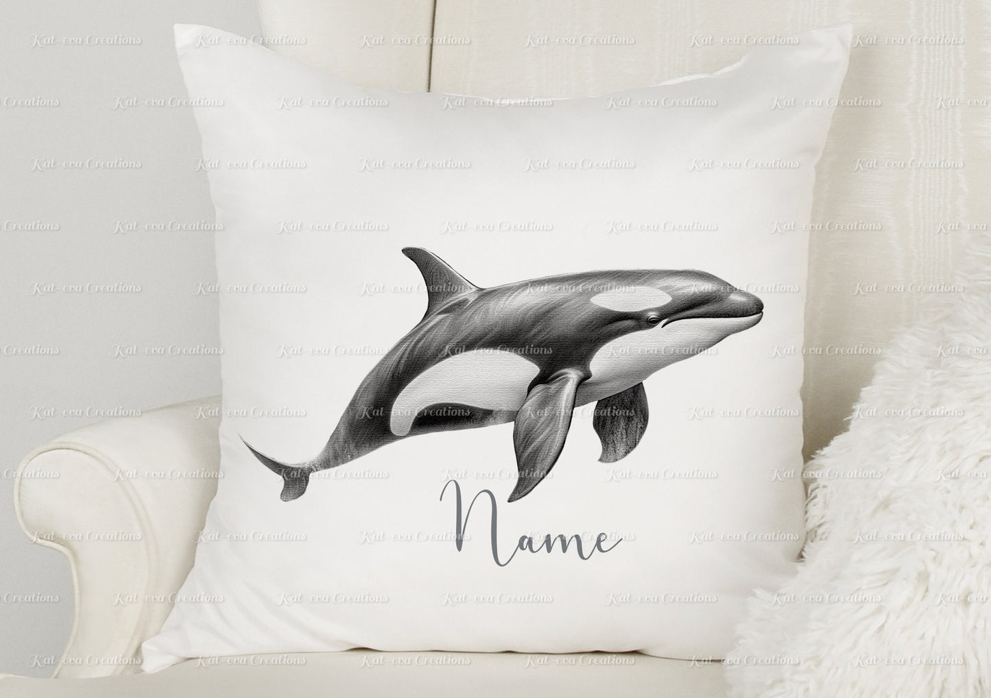 whale cushion. personalised sketch whale pillow. ideal christmas, secret santa, stocking filler, or birthday gift