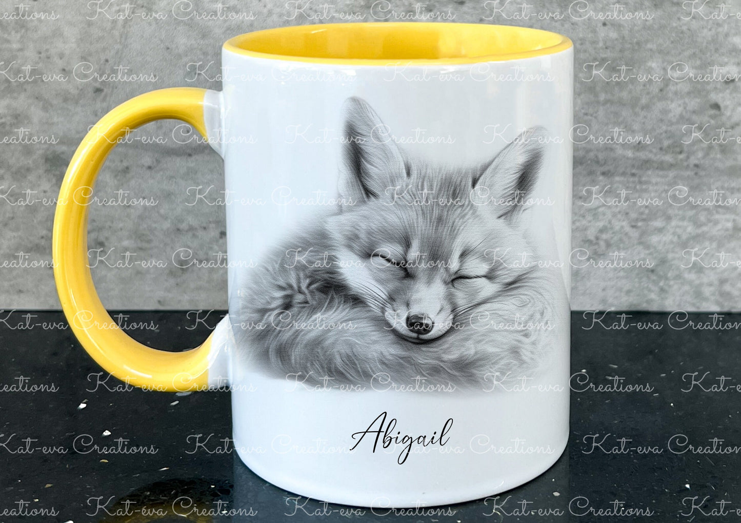 sleeping fox mug. Personalised fox cup. Ideal gift for Christmas. Birthday, secret santa or stocking filler