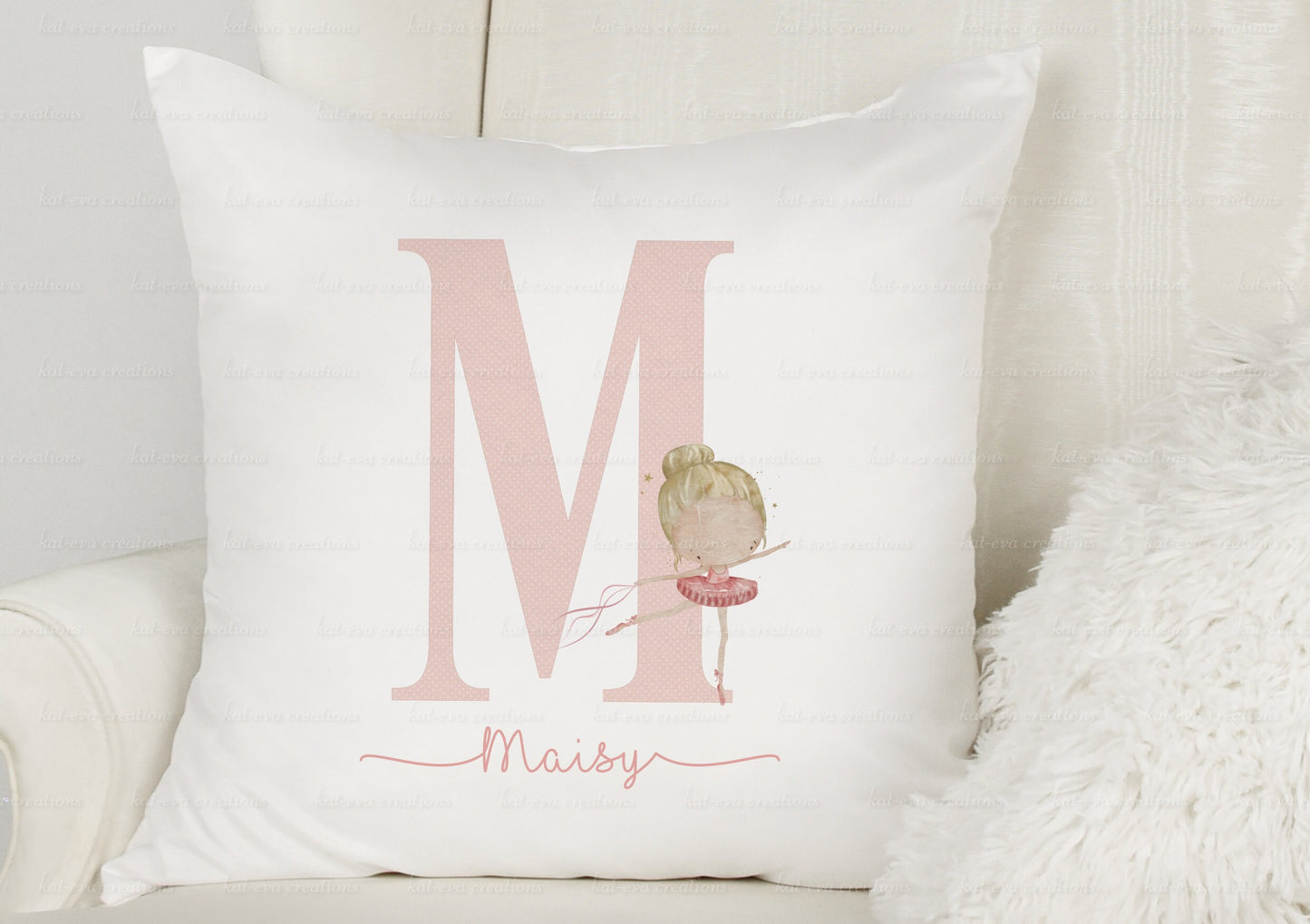 ballerina cushion. personalised ballet dancer pillow