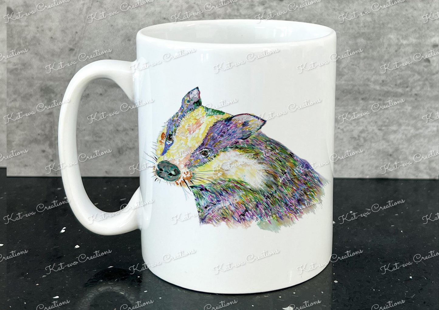 personalised badger mug. badger cup. beautiful christmas or birthday present. secret santa gift. xmas eve mug or stocking filler