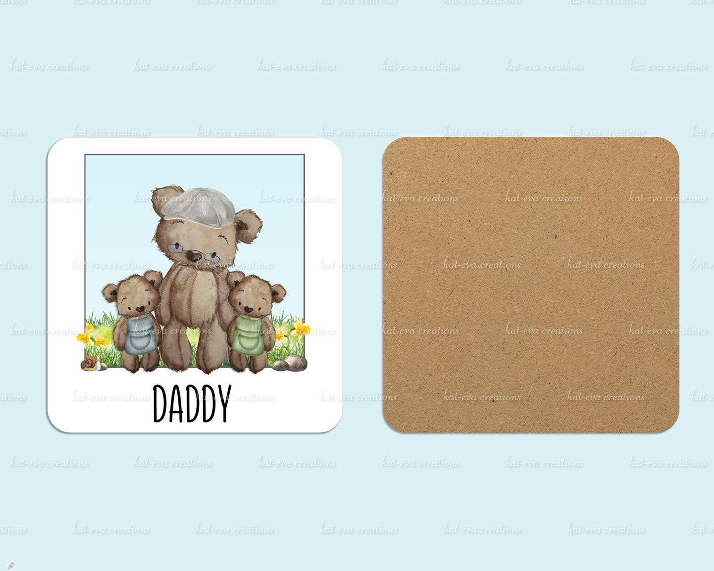 Stunning watercolour dad, grandad teddy mug or mug and coaster set. can be personalised
