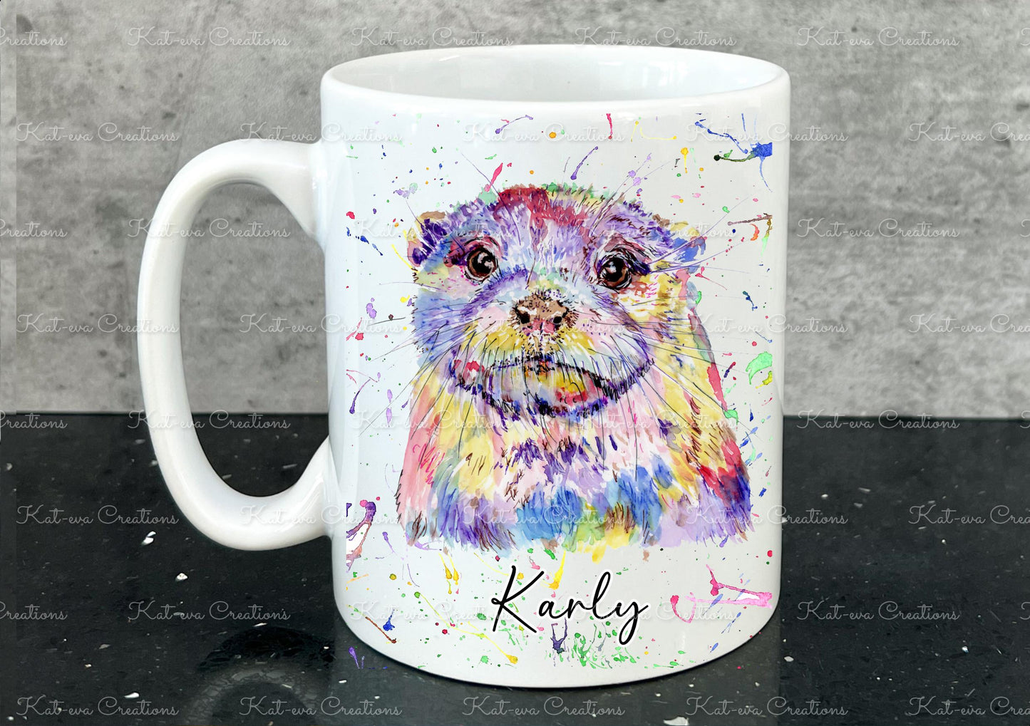 Beautiful otter mug. personalised otter cup. ideal birthday or christmas gift. secret santa present. xmas eve mug or stocking filler