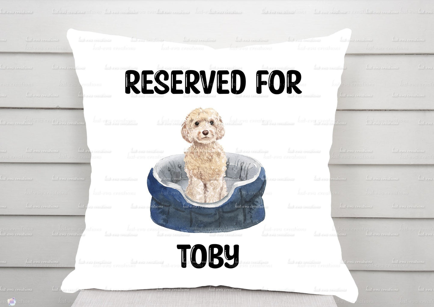 personalised dog cushion, lots of dogs available, spaniel, cockerpoo, labrador, poodle, bulldog, collie, yorkie, terrier and more