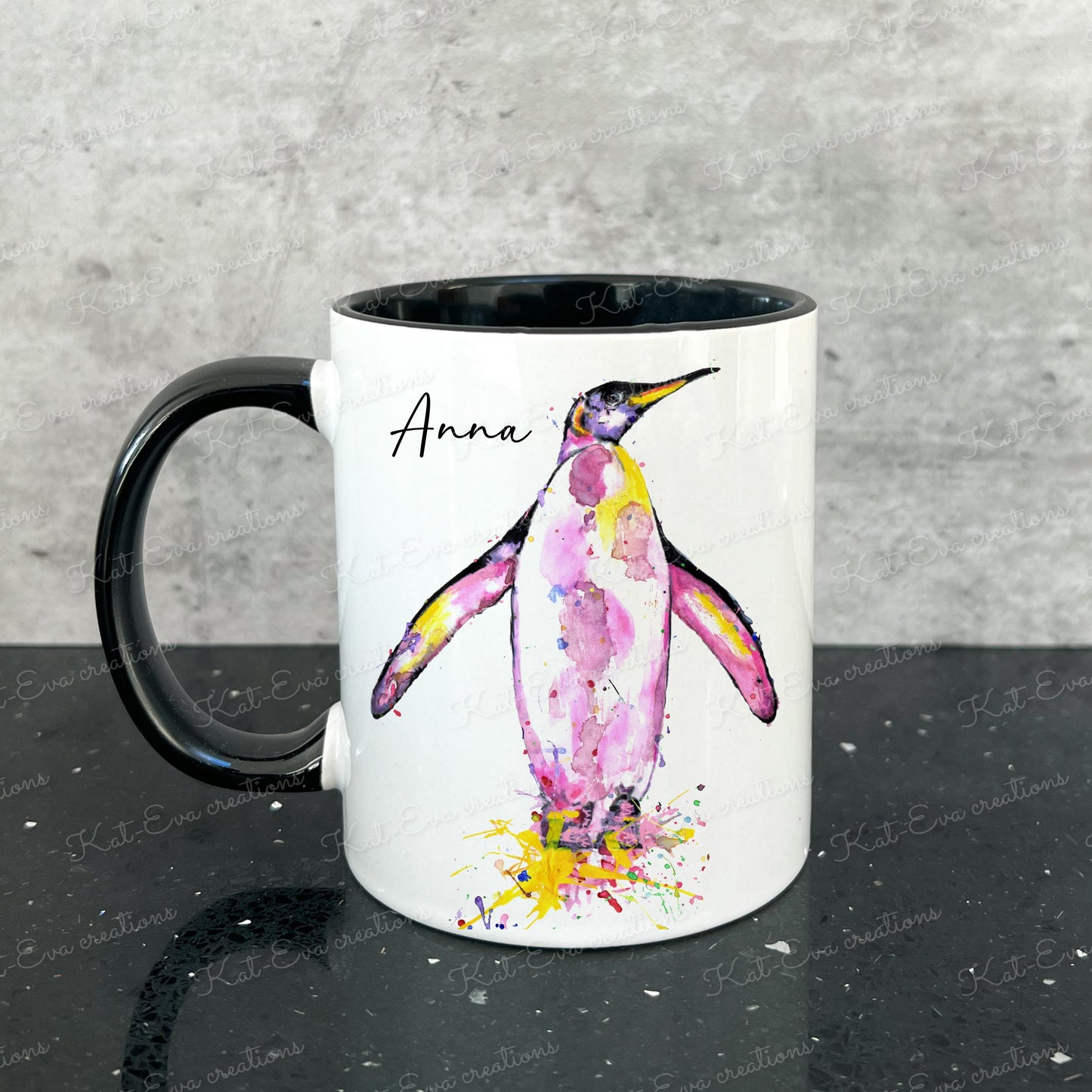 Penguin mug, Personalised penguin cup. Ideal birthday gift