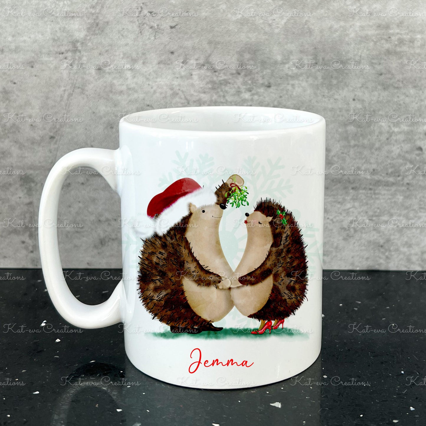 hedgehog mug. Christmas hedgehog cup. can be personalised. Ideal Christmas, birthday, secret Santa or stocking filler gift