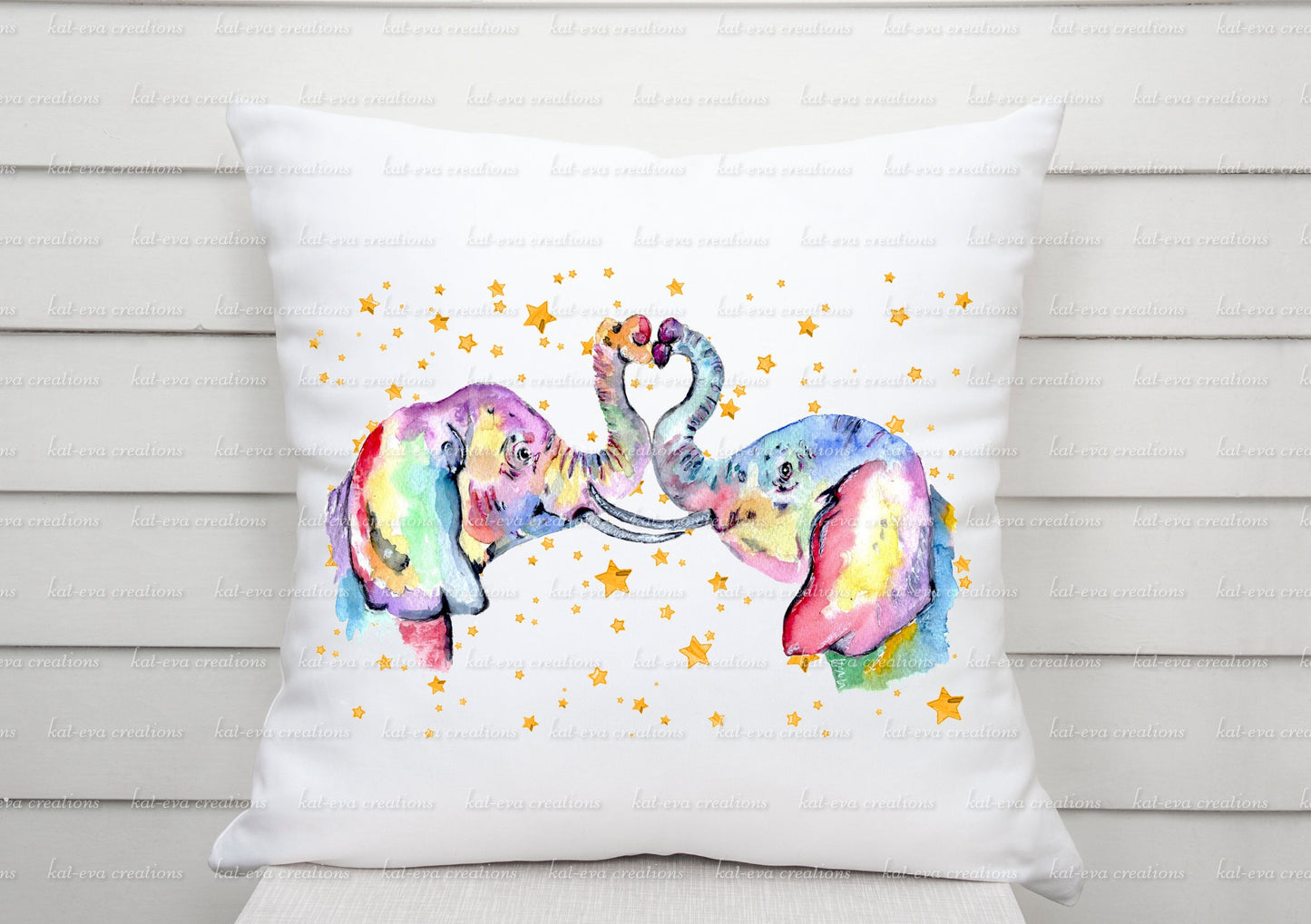 Personalised elephant cushion. Elephant couple. ideal valentine, engagement or wedding present