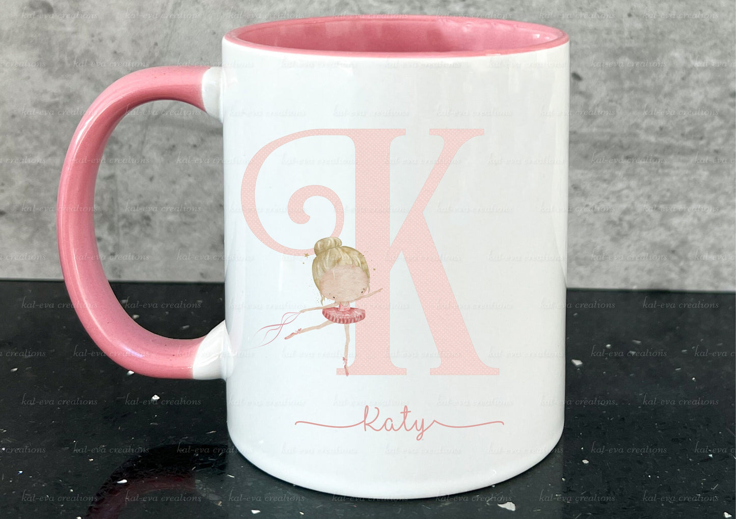 Ballerina Mug, personalised ballet dancer cup, ballet initial cup