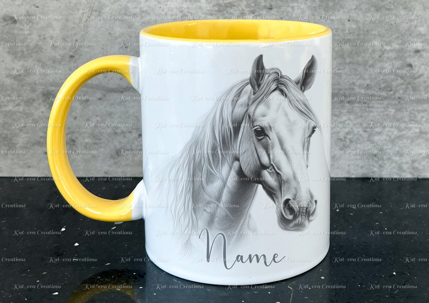 horse mug. Personalised sketch horse cup. Ideal gift for Christmas. Birthday, secret santa or stocking filler