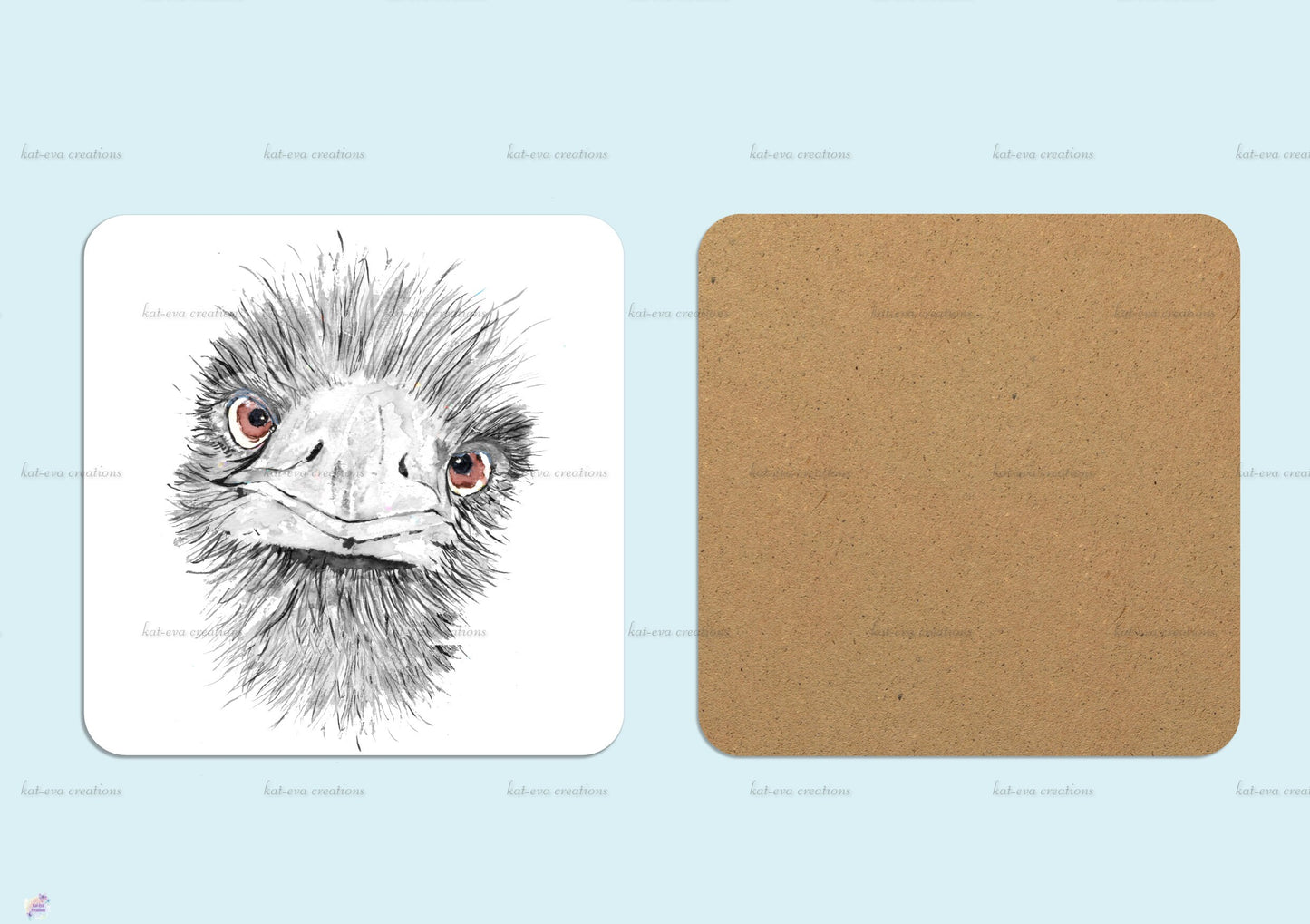 Personalised emu mug or mug and coaster set. christmas ostrich / emu design