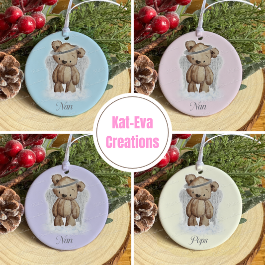 memory ceramic decoration angel bear choice of background colours