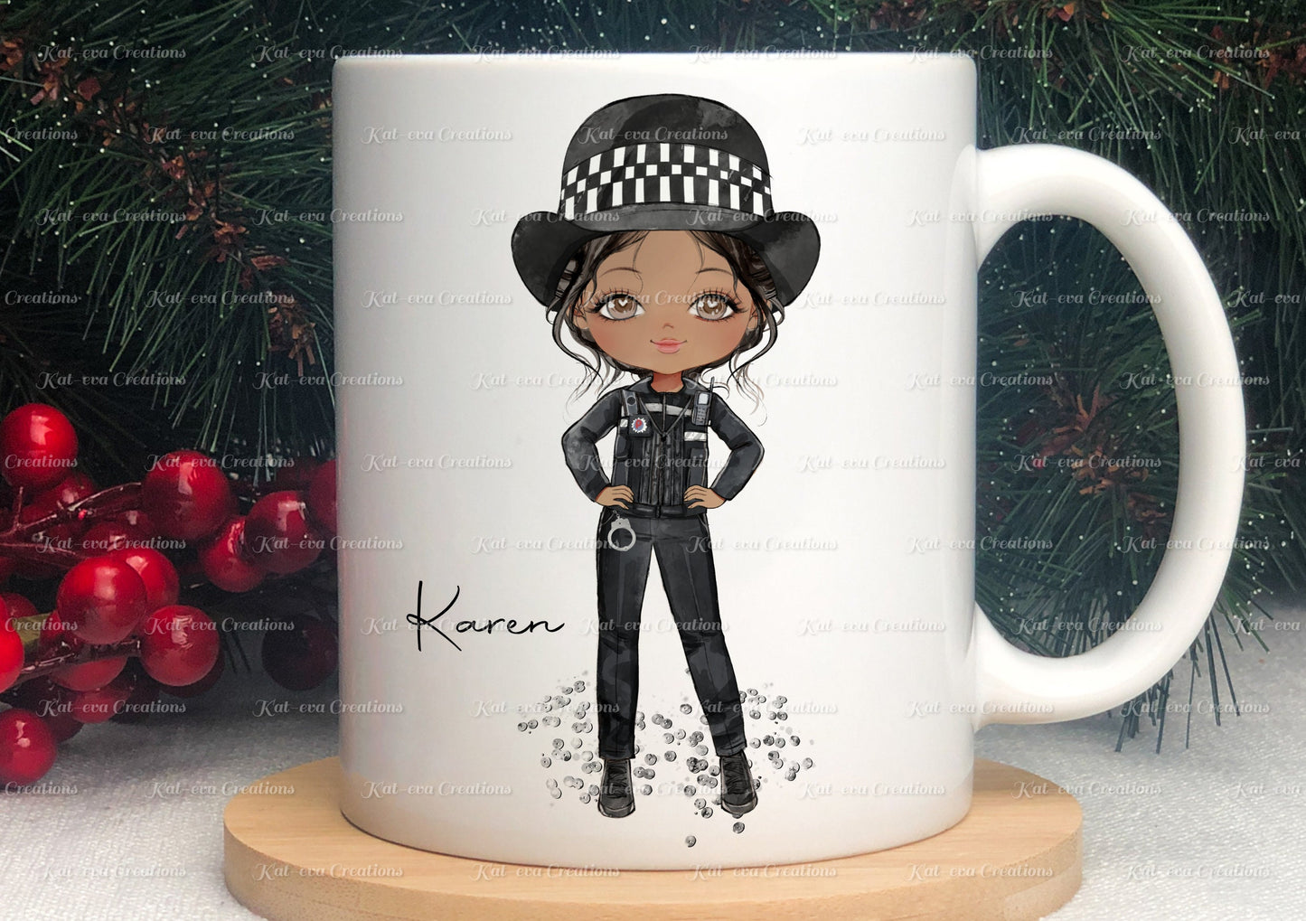 personalised police woman mug. police lady, police man