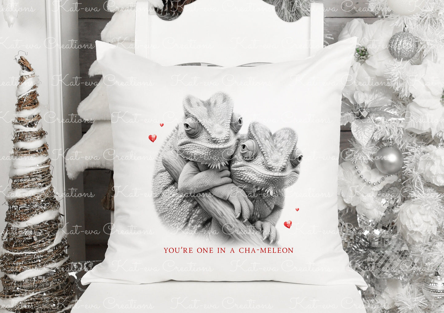 chameleon cushion. personalised chameleon couple pillow. ideal christmas, secret santa, stocking filler, birthday or wedding gift