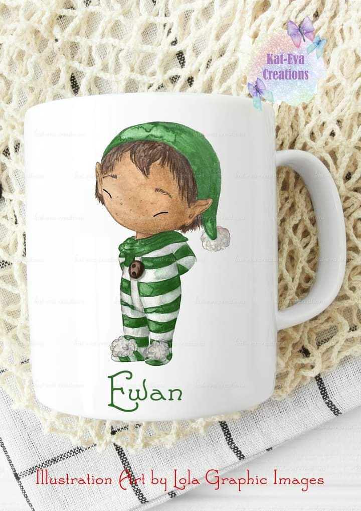 Personalised boy elf mug