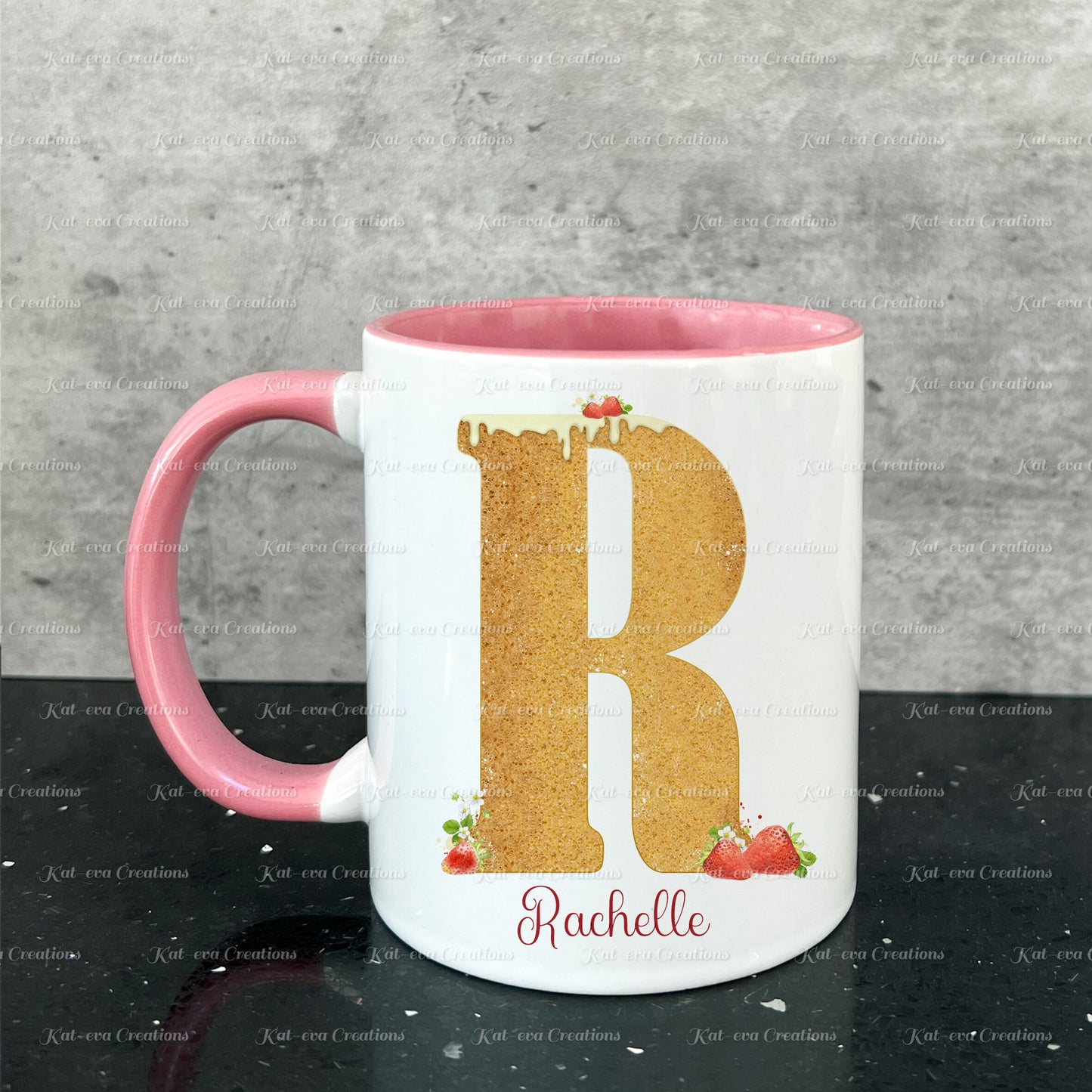 Baker mug. Personalised sponge cake alphabet cup. Ideal Birthday gift