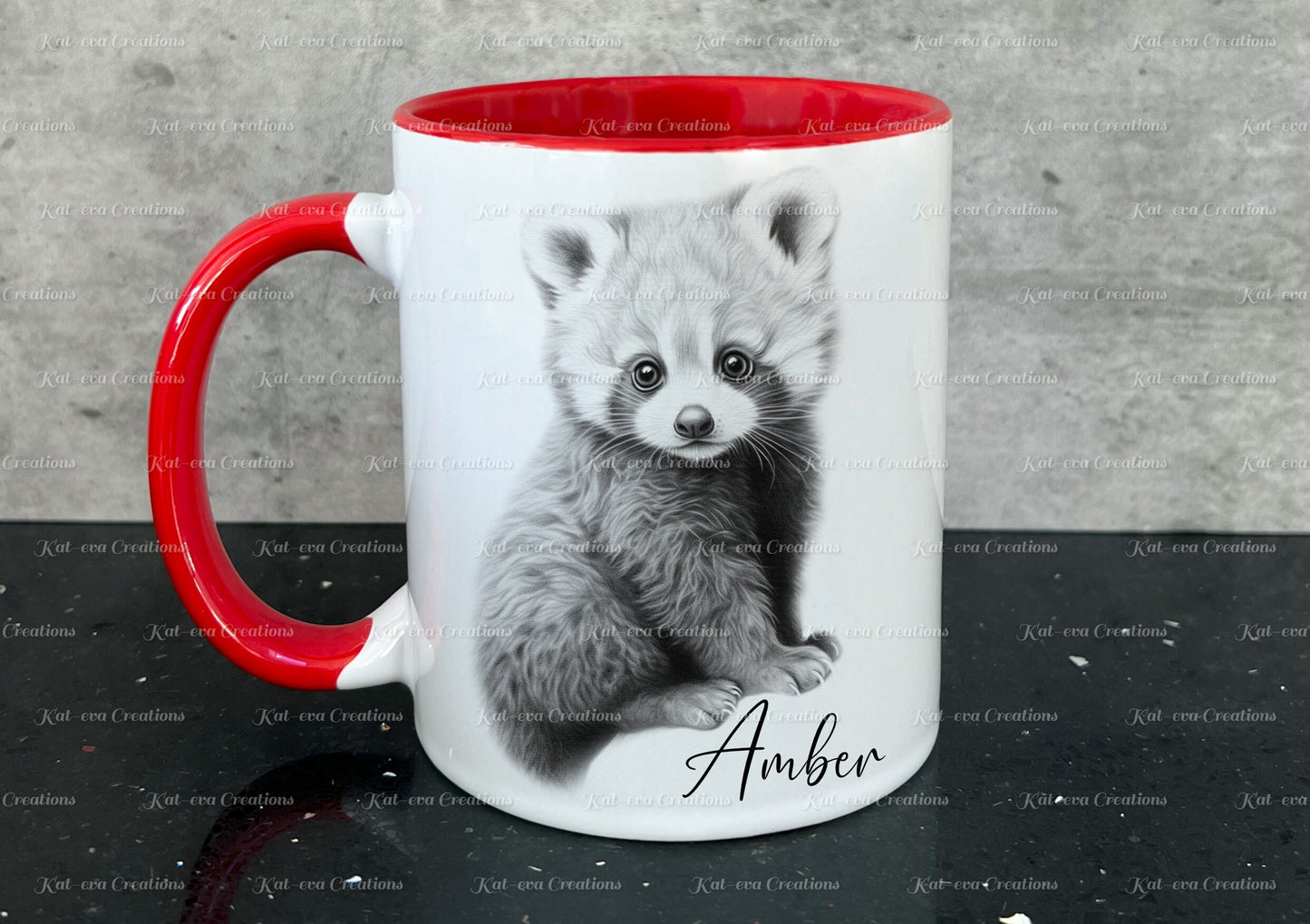 red panda mug. Personalised red panda cup. Ideal gift for Christmas. Birthday, secret santa or stocking filler. wildlife collection