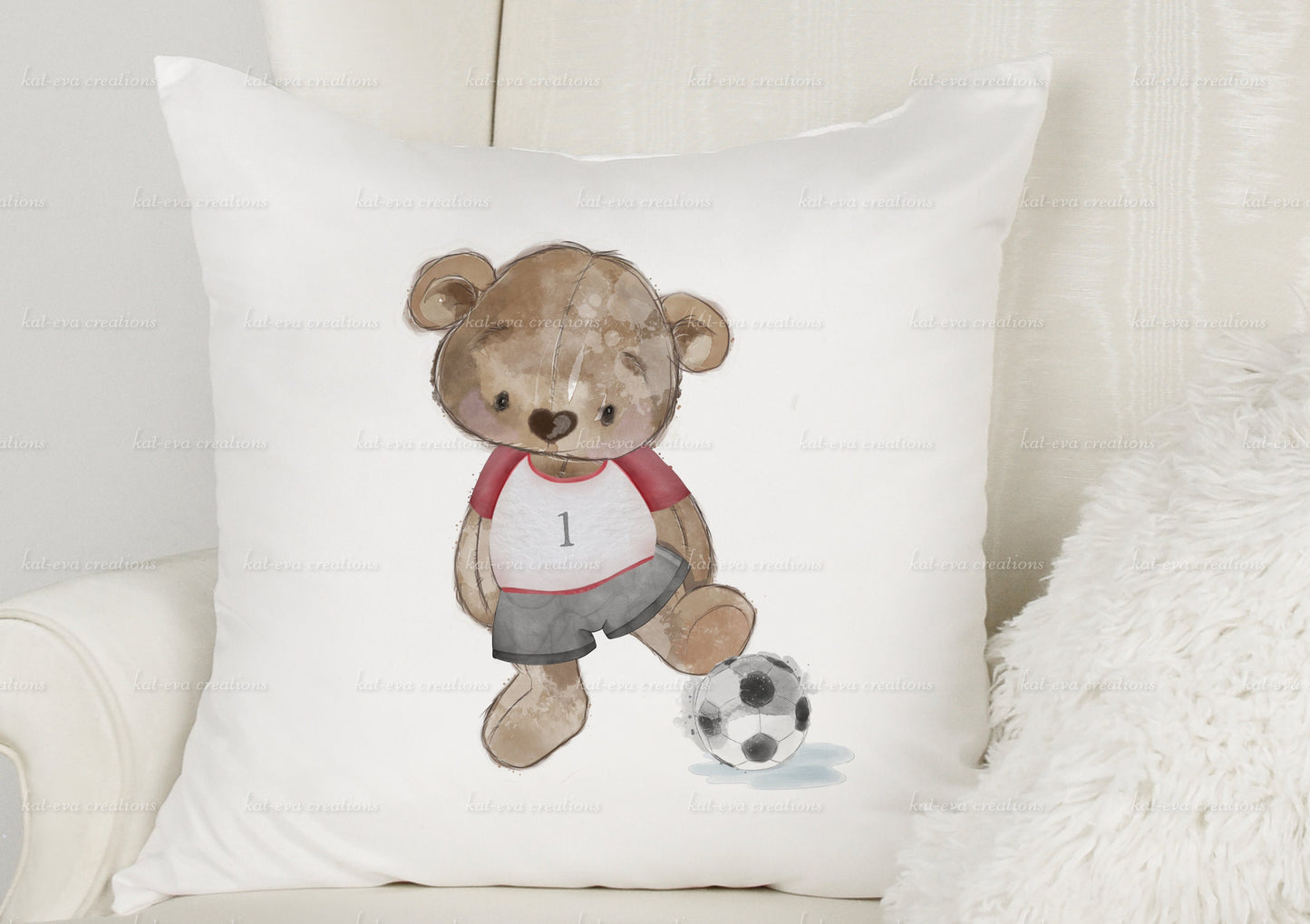 bear football cushion, personalised pillow, ideal for fathers day, birthdays, or coach thank you gifts