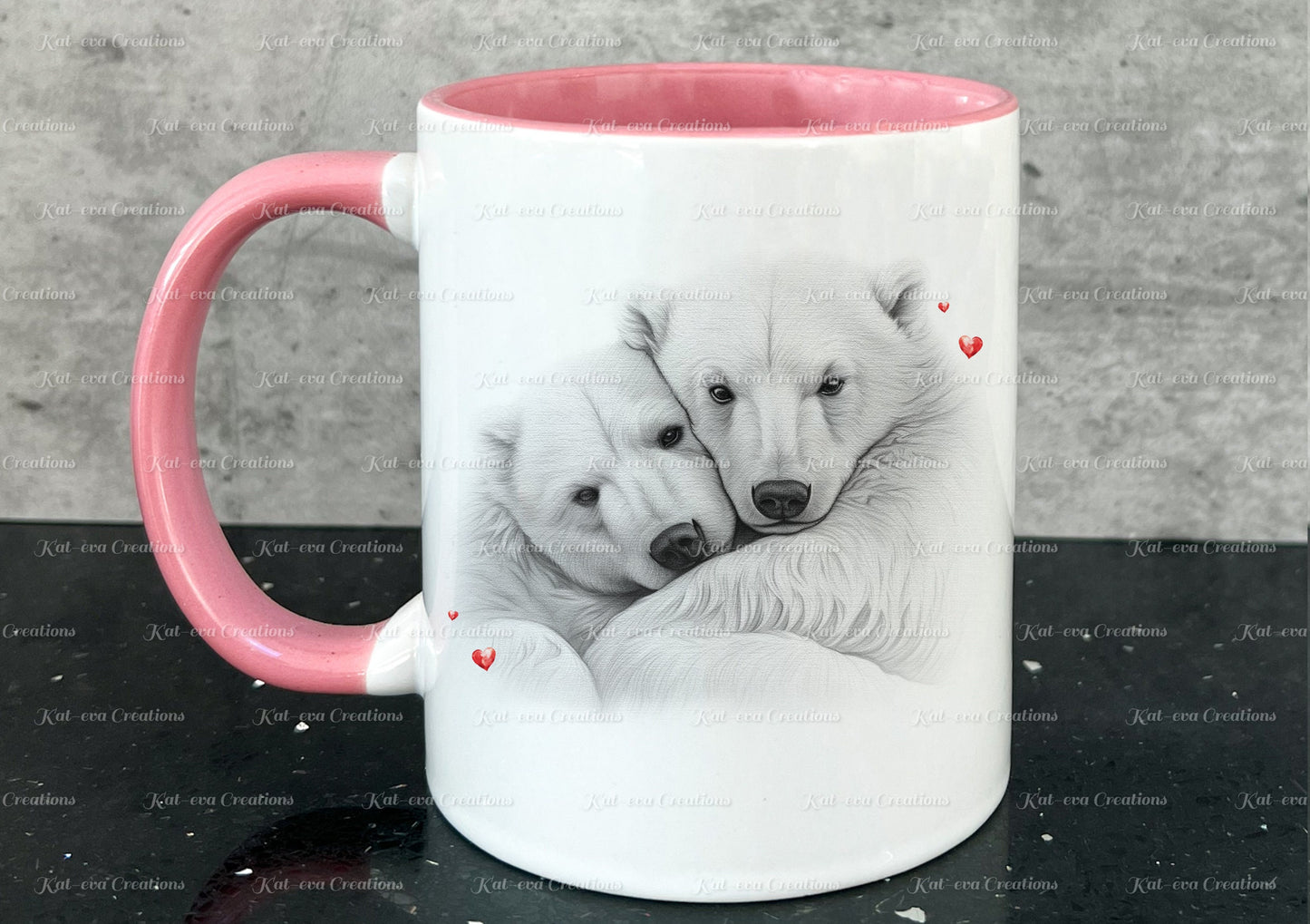 Polar bear mug. Personalised polar bear couple cup. Ideal gift for Christmas. Birthday, secret santa or stocking filler. arctic collection