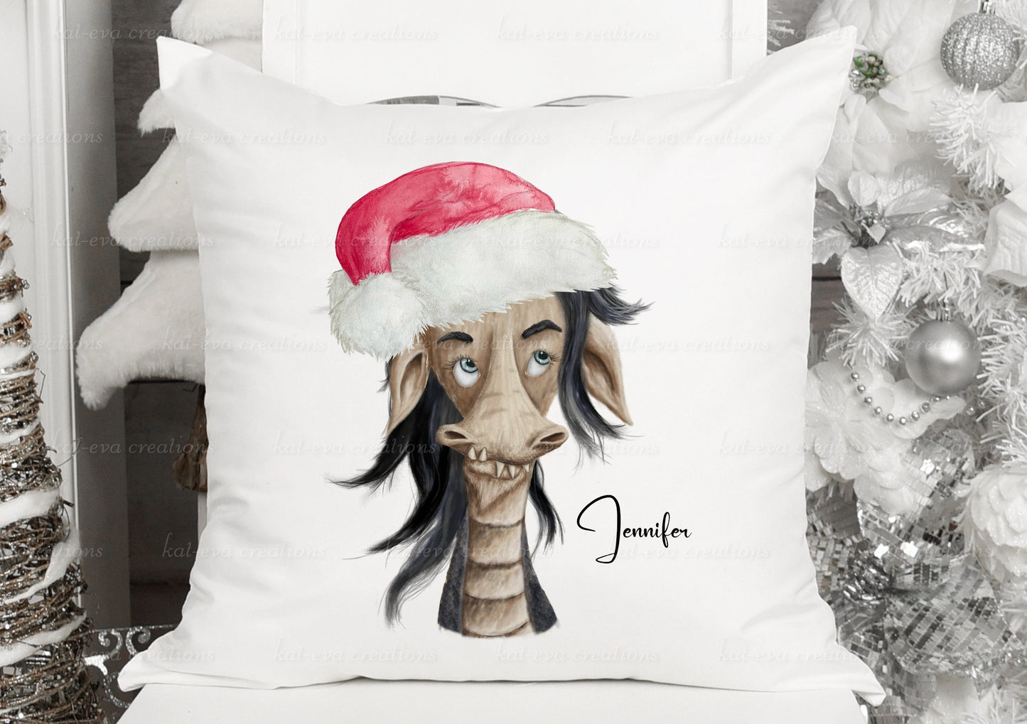 personalised dragon christmas cushion, available with different hair colours. ideal birthday or christmas gift