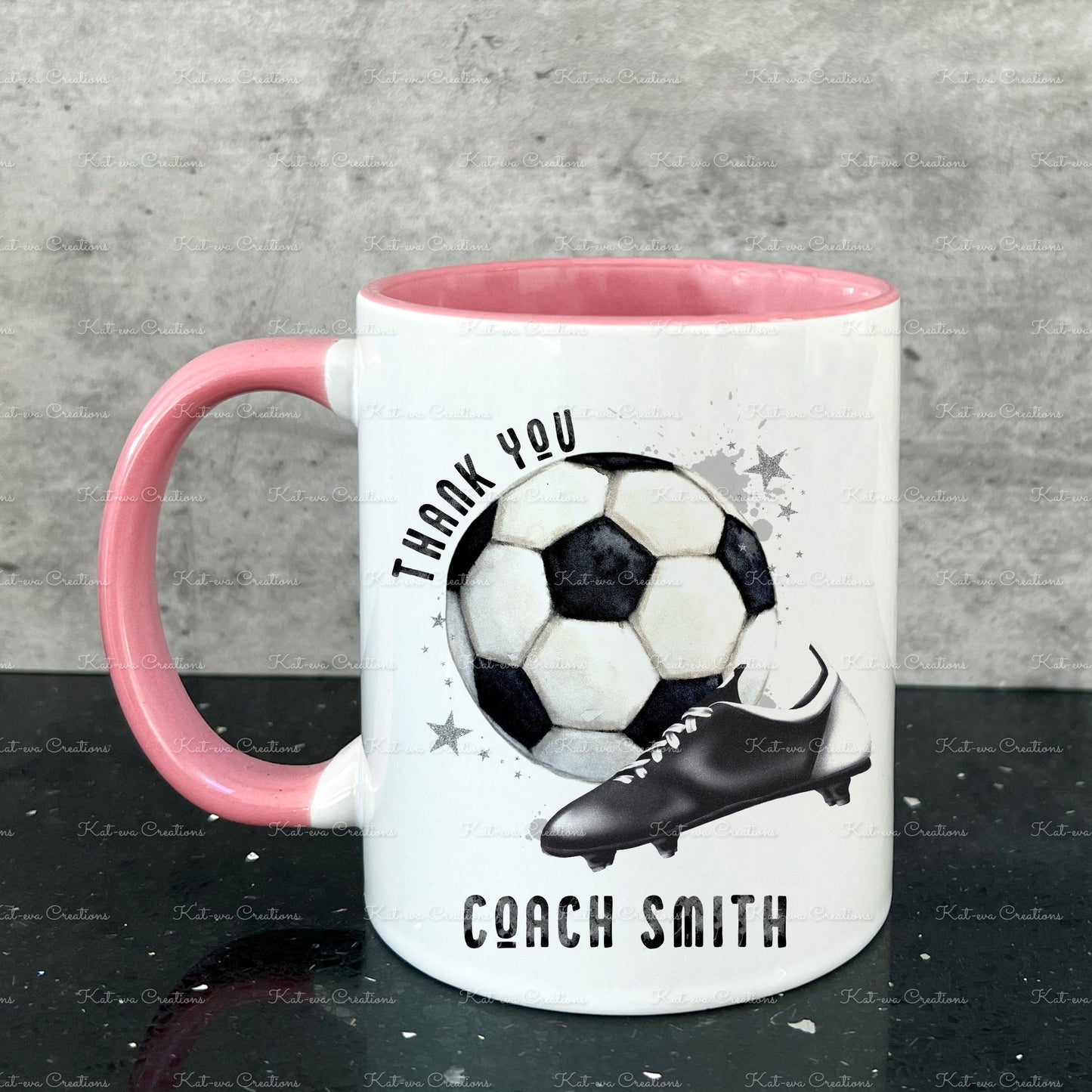 Personalised football mug. ideal christmas or birthday gift. coach present