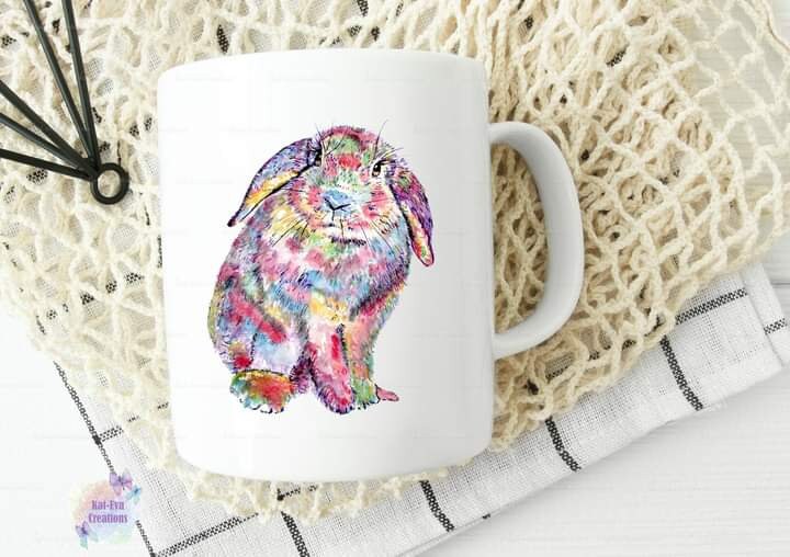 rabbit mug. bunny cup. can be personalised. ideal birthday, mother's day or father's day gift. Easter present