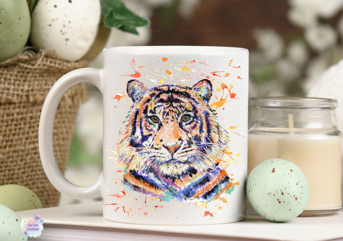 Watercolour tiger mug. can be personalised.