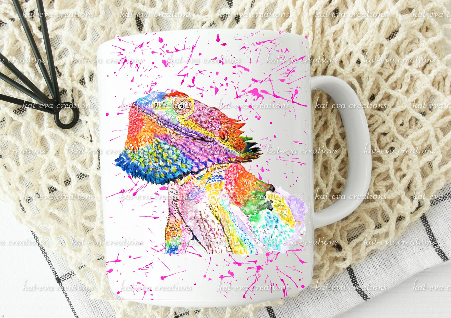 watercolour bearded dragon mug. Can be personalised