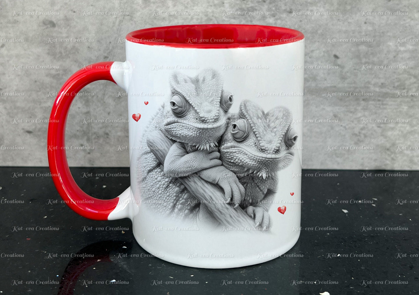 chameleon mug. Personalised chameleon couple cup. Ideal gift for Christmas. Birthday, secret santa or stocking filler. wildlife collection