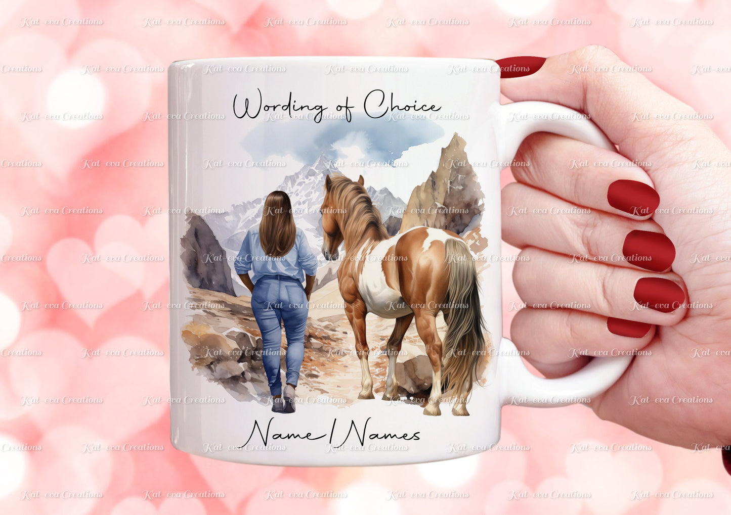 Horse mug. personalised horse mug. Lots of different girls and horses available