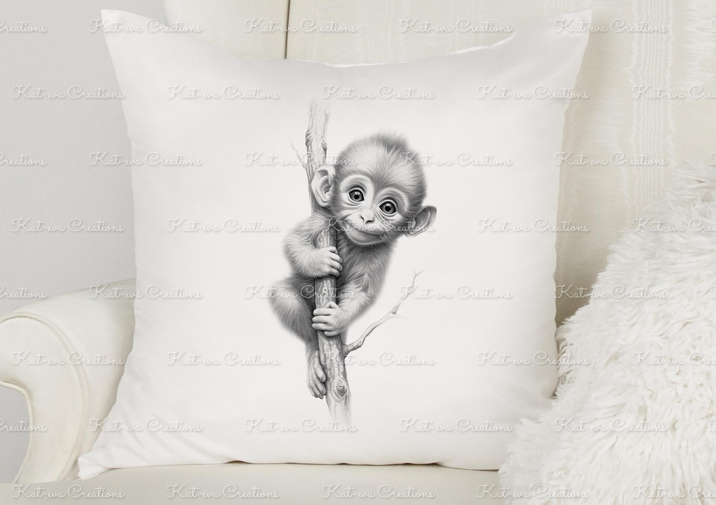 baby monkey cushion. personalised chimp pillow. ideal christmas, secret santa, stocking filler, or birthday gift