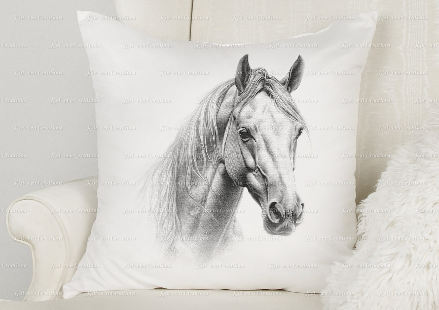 horse cushion. personalised sketch horse pillow. ideal christmas, secret santa, stocking filler, or birthday gift