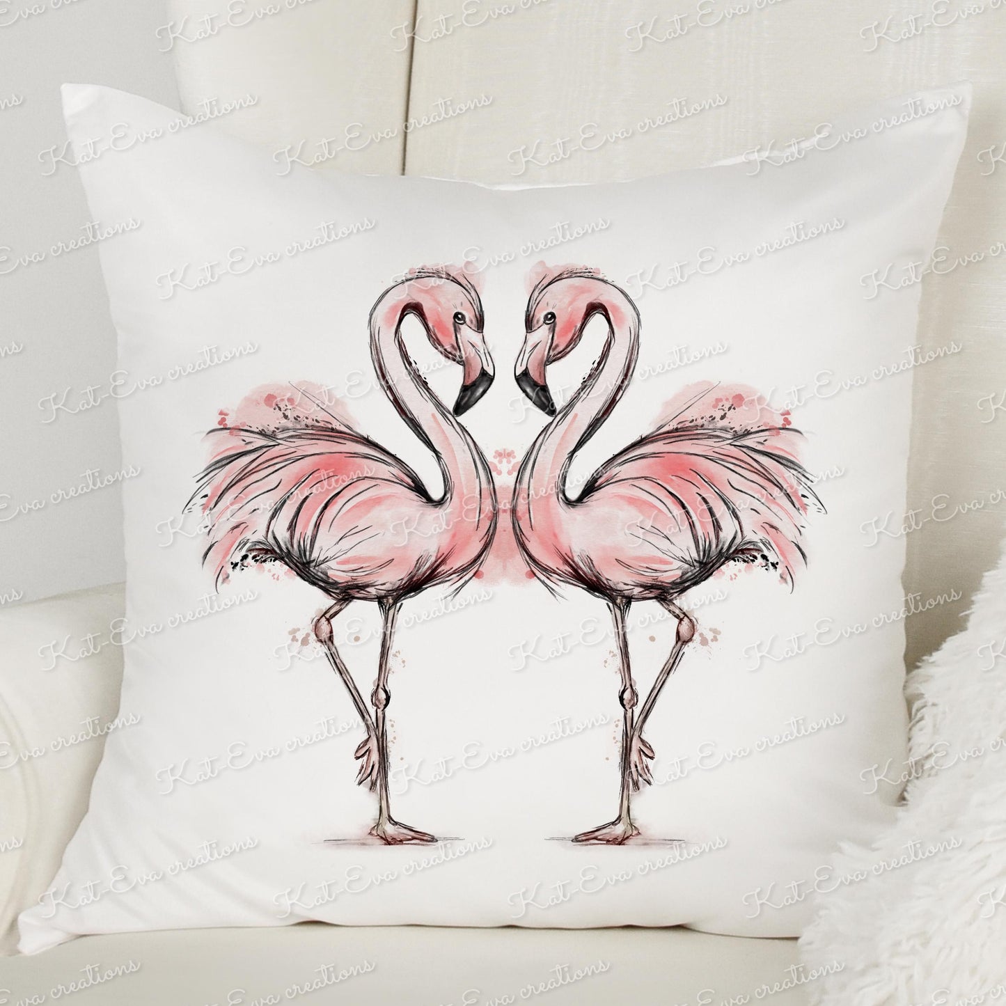 Flamingo cushion. flamingo wedding pillow. Personalised cushion. Mothers day gift. Birthday present. Wedding, engagement, anniversary