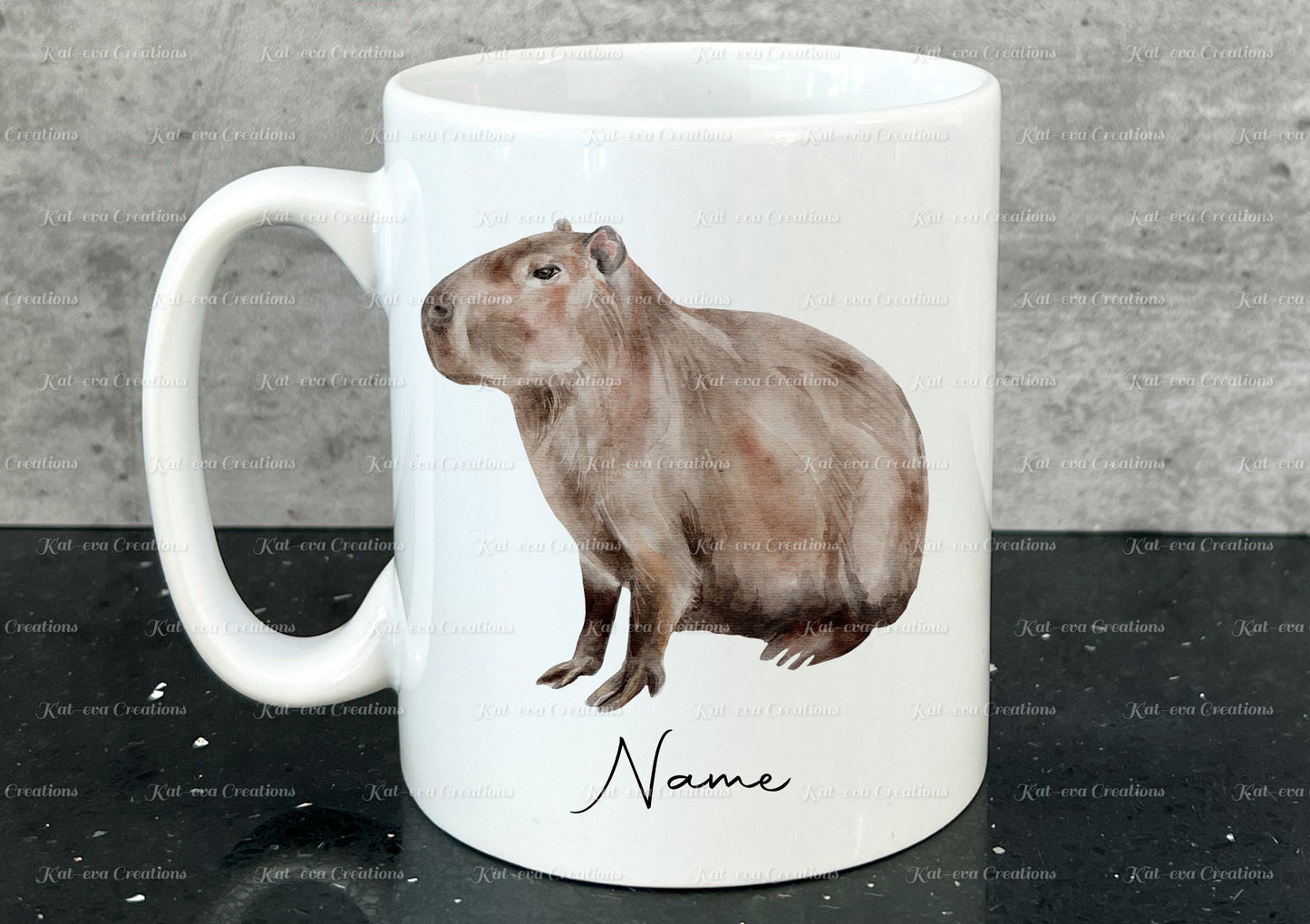 personalised watercolour capybara mug