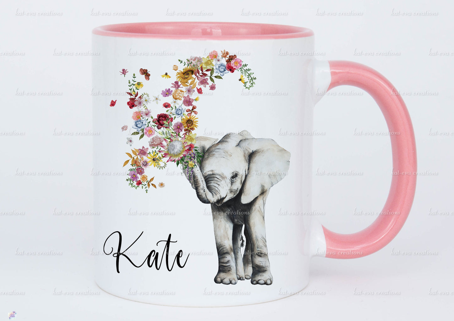 stunning personalised floral baby elephant 11oz mug or mug and coaster set