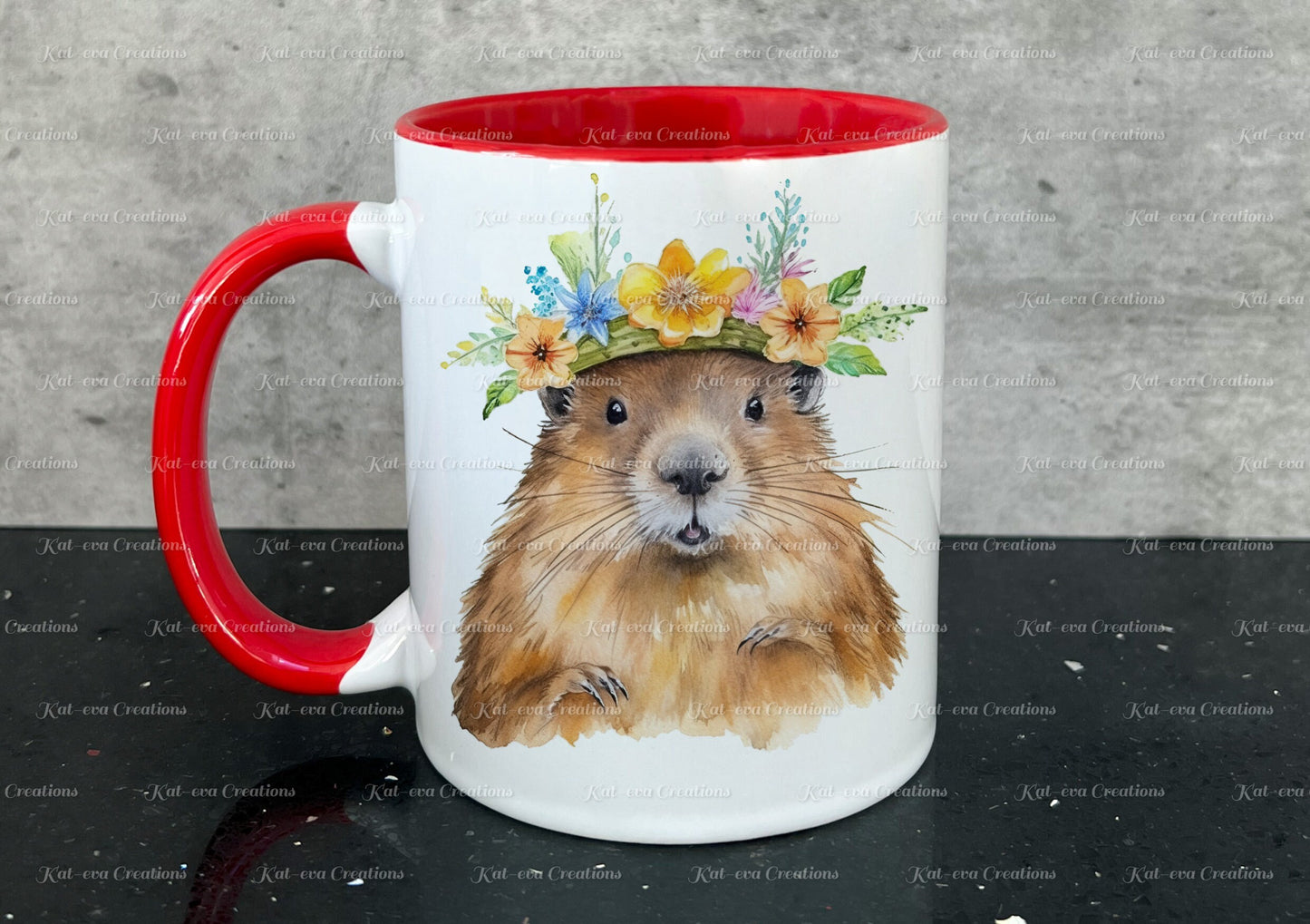 personalised beaver mug. Gorgeous Floral Beaver Cup. Ideal for birthday, secret santa, stocking filler or Christmas present
