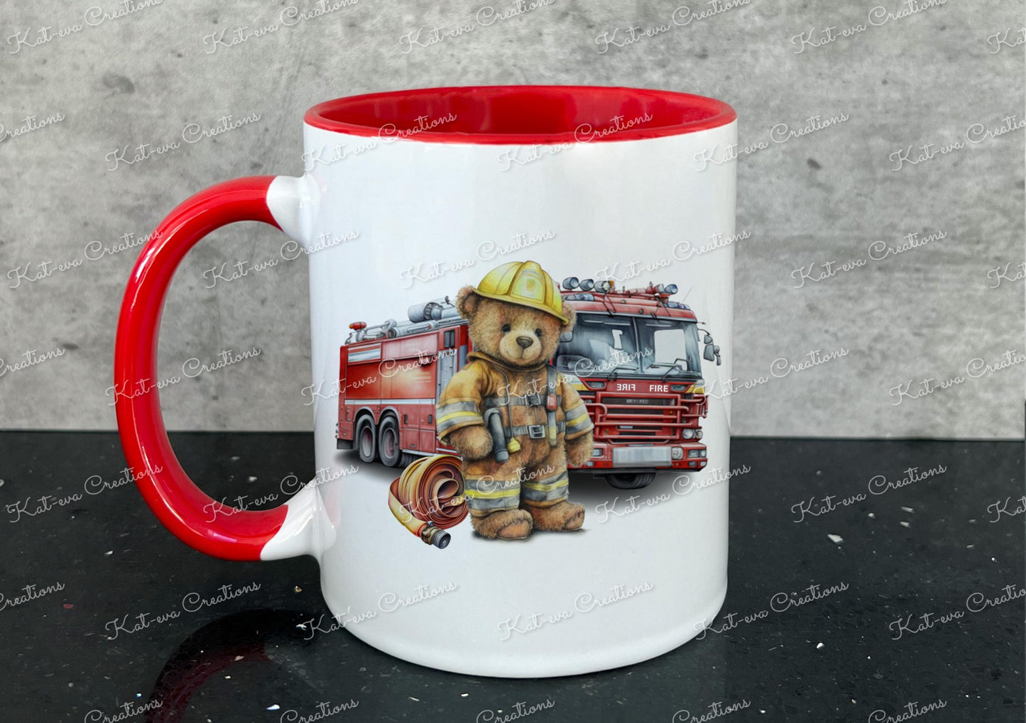 Fireman mug. Firewoman cup. Personalised teddy cup. Ideal passing out gift. birthday or christmas present. secret santa