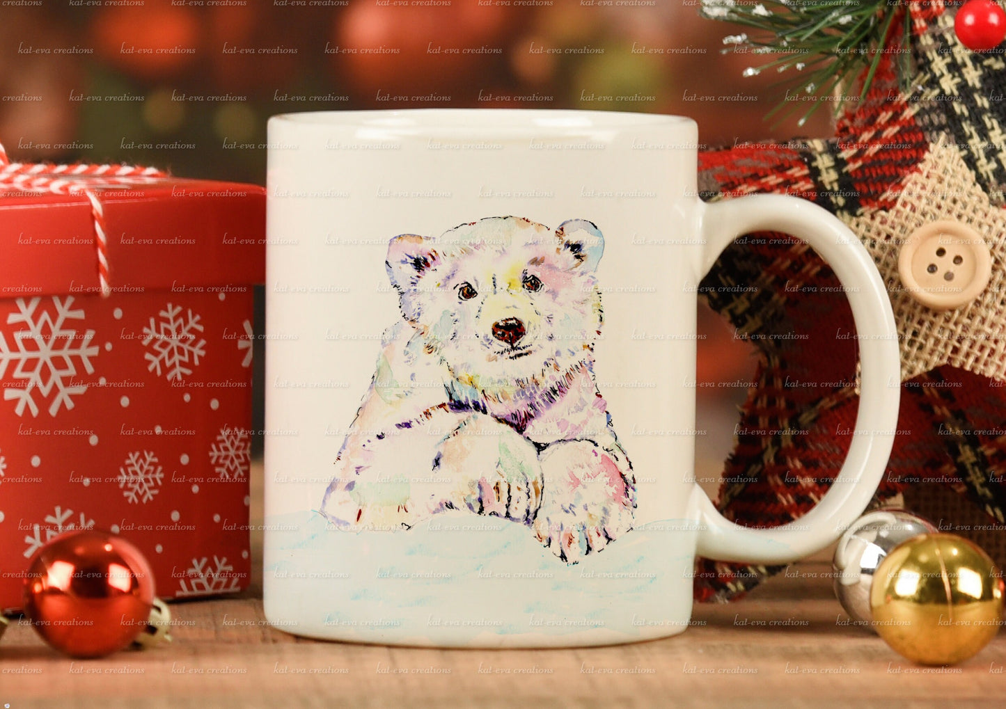 personalised polar bear mug or mug and coaster set