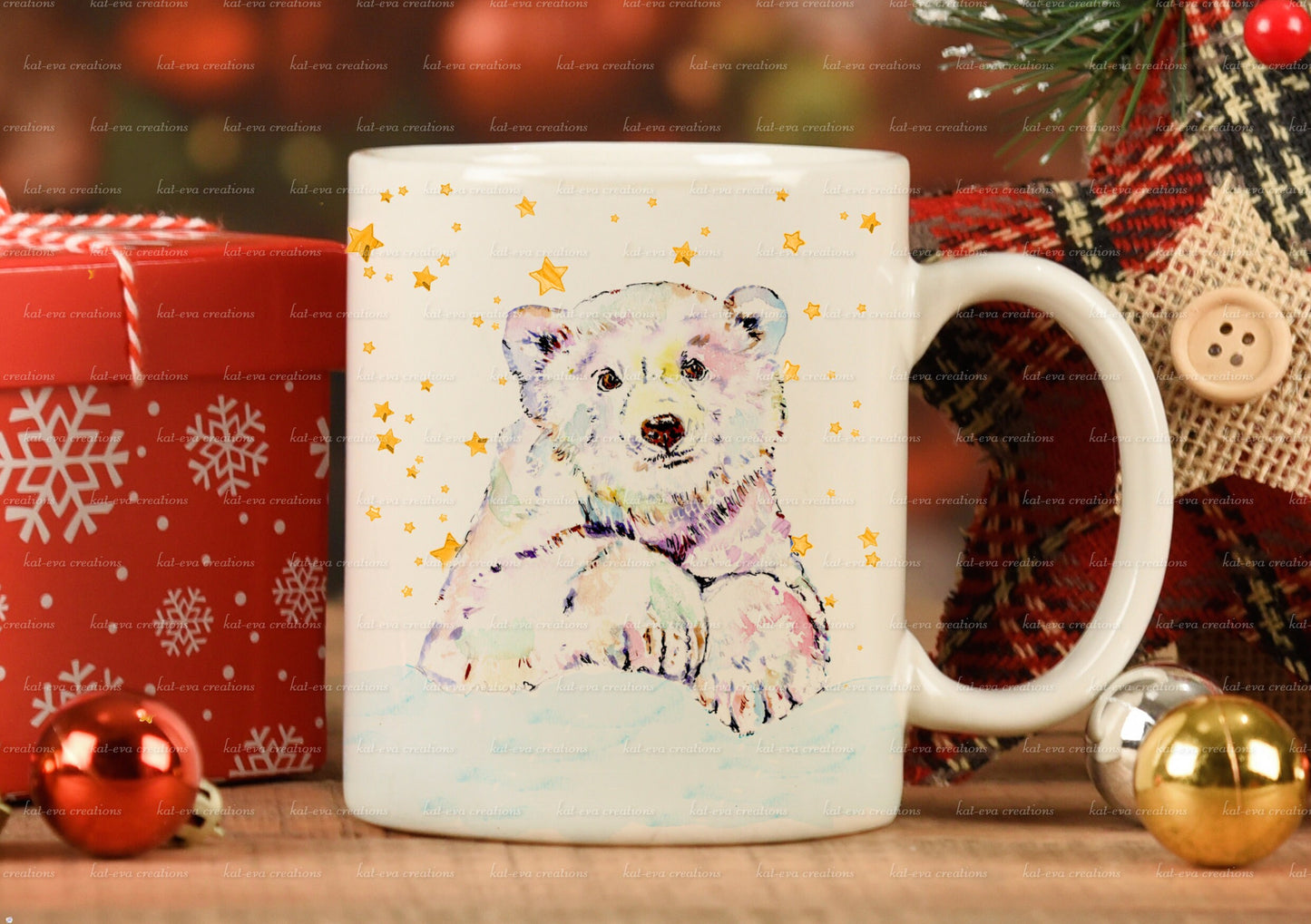 personalised polar bear mug or mug and coaster set