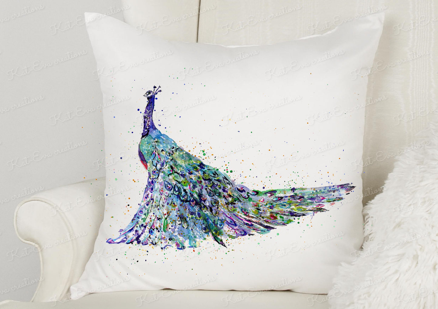 peacock cushion. personalised peacock pillow. Ideal birthday or mothers day gift